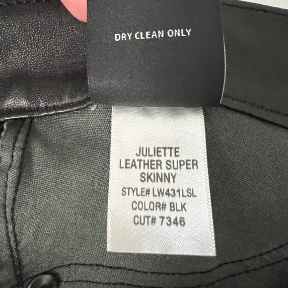 Hudson Womens Juliette Super Skinny Black Lamb Leather Jeans ALTERED size 30 - Picture 11 of 12
